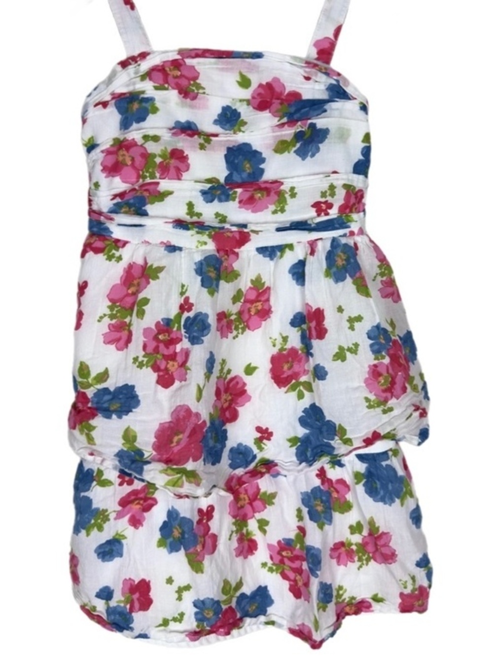 Abercrombie Kids Girls 7/8 Floral Tiered Sundress Smocked Adjustable Straps
